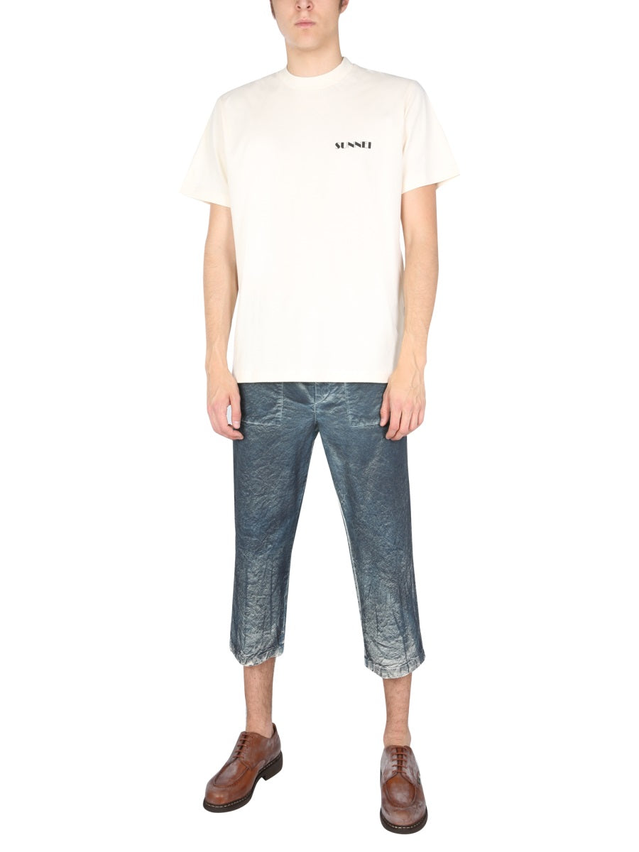 SUNNEI Straight Trousers with Front Button Closure