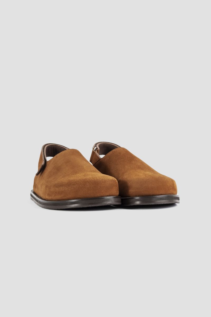 STUDIO NICHOLSON Suede Flat with Back Straps for Men