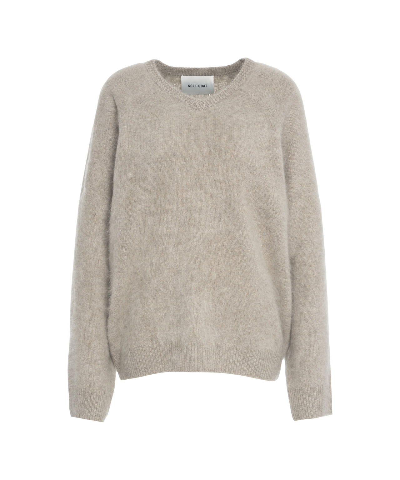 SOFT GOAT Luxurious Brushed Cashmere V-Neck Pullover for Women