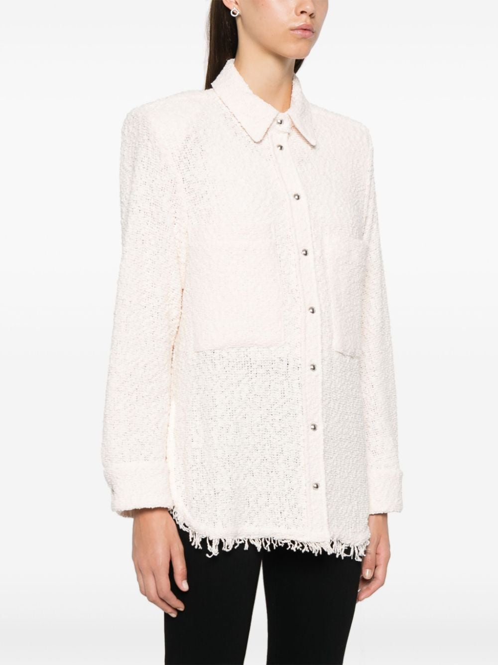 IRO Classic Tweed Bouclé Construction Front Shirt with Shoulder Pads