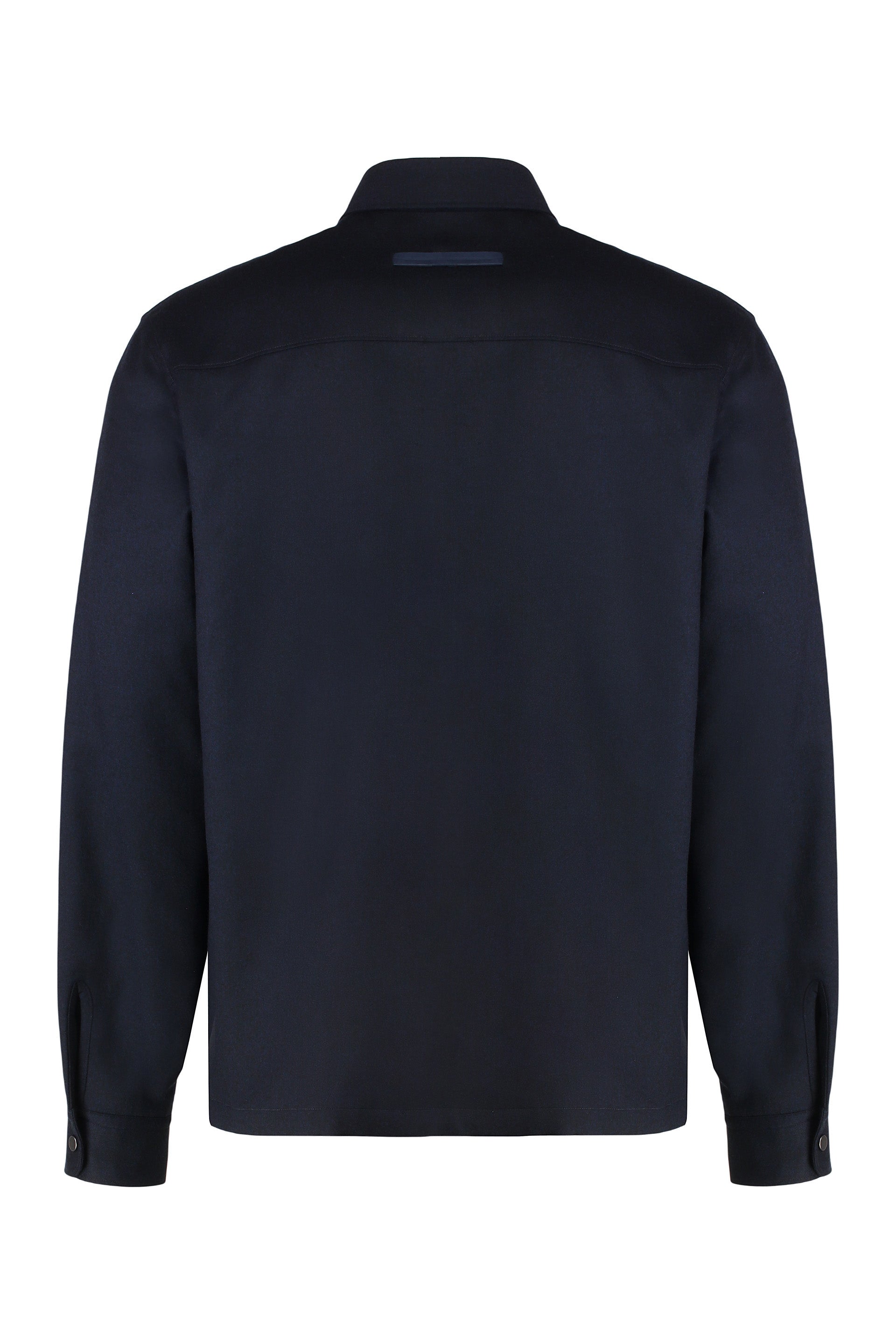 ZEGNA Men's Wool Overshirt with Front and Side Pockets