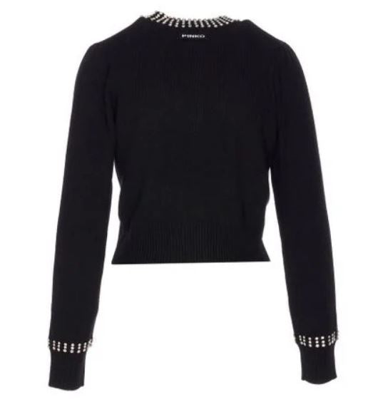 PINKO Embellished Knit Sweater with Button Front - Fall/Winter 2025