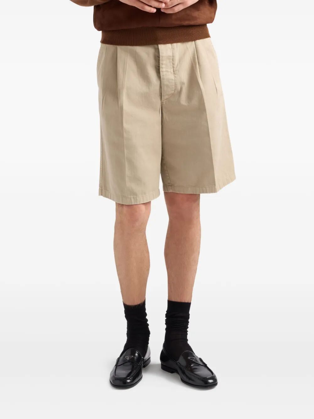 PRADA Vintage-Effect Cotton Bermudas for Men - Relaxed Fit