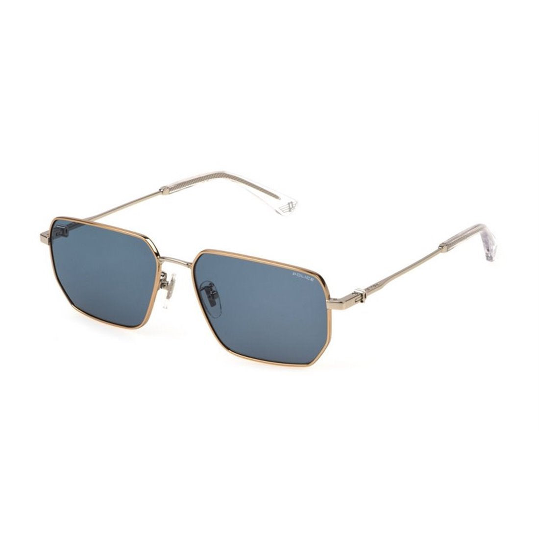 POLICE Men's Classic Metal Sunglasses with Blue Lens