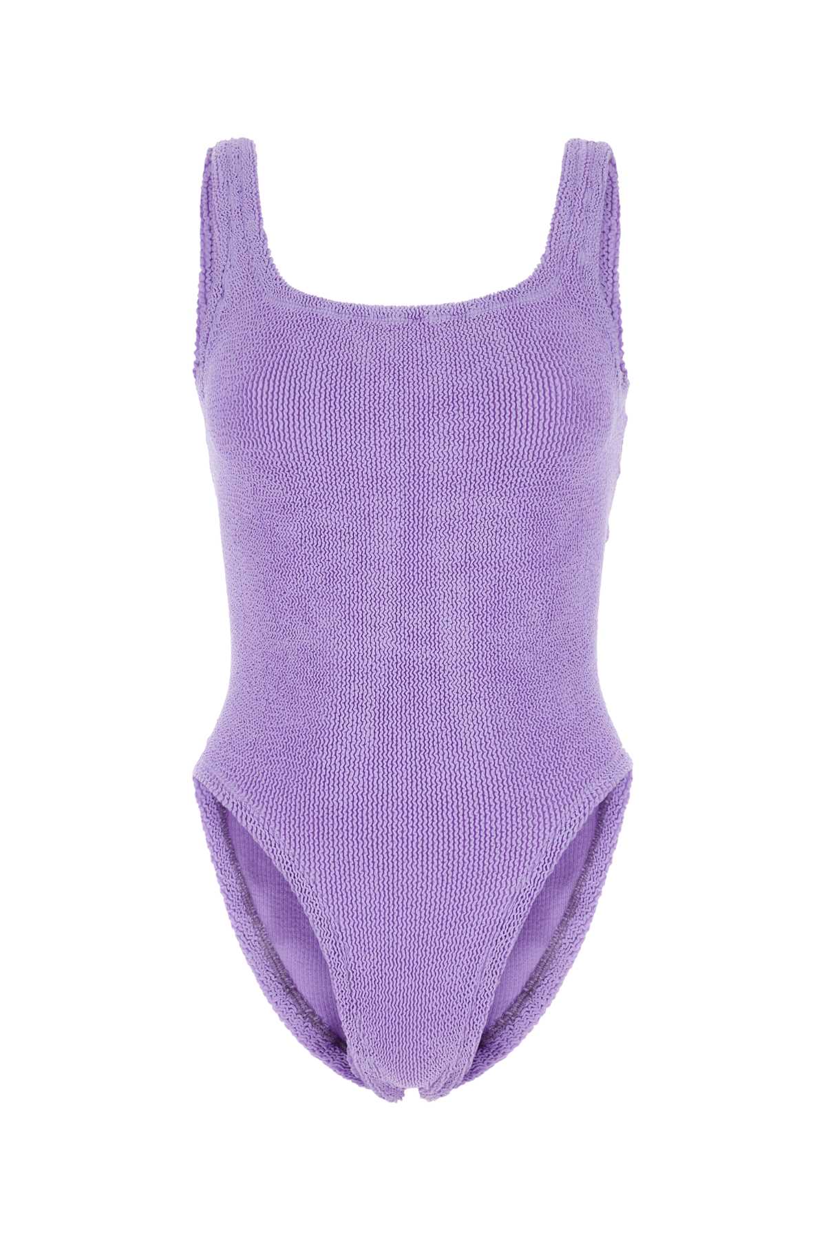 HUNZA G Lilac Stretch Nylon Swimsuit - Square Neck