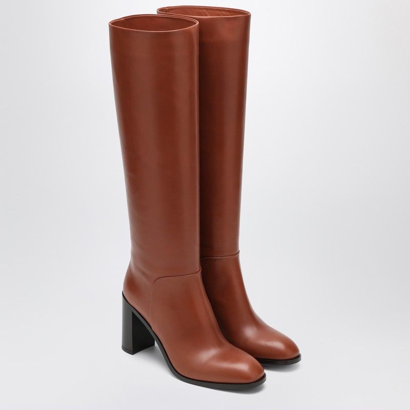 SARTORE High Shaft Almond Toe Leather Boot