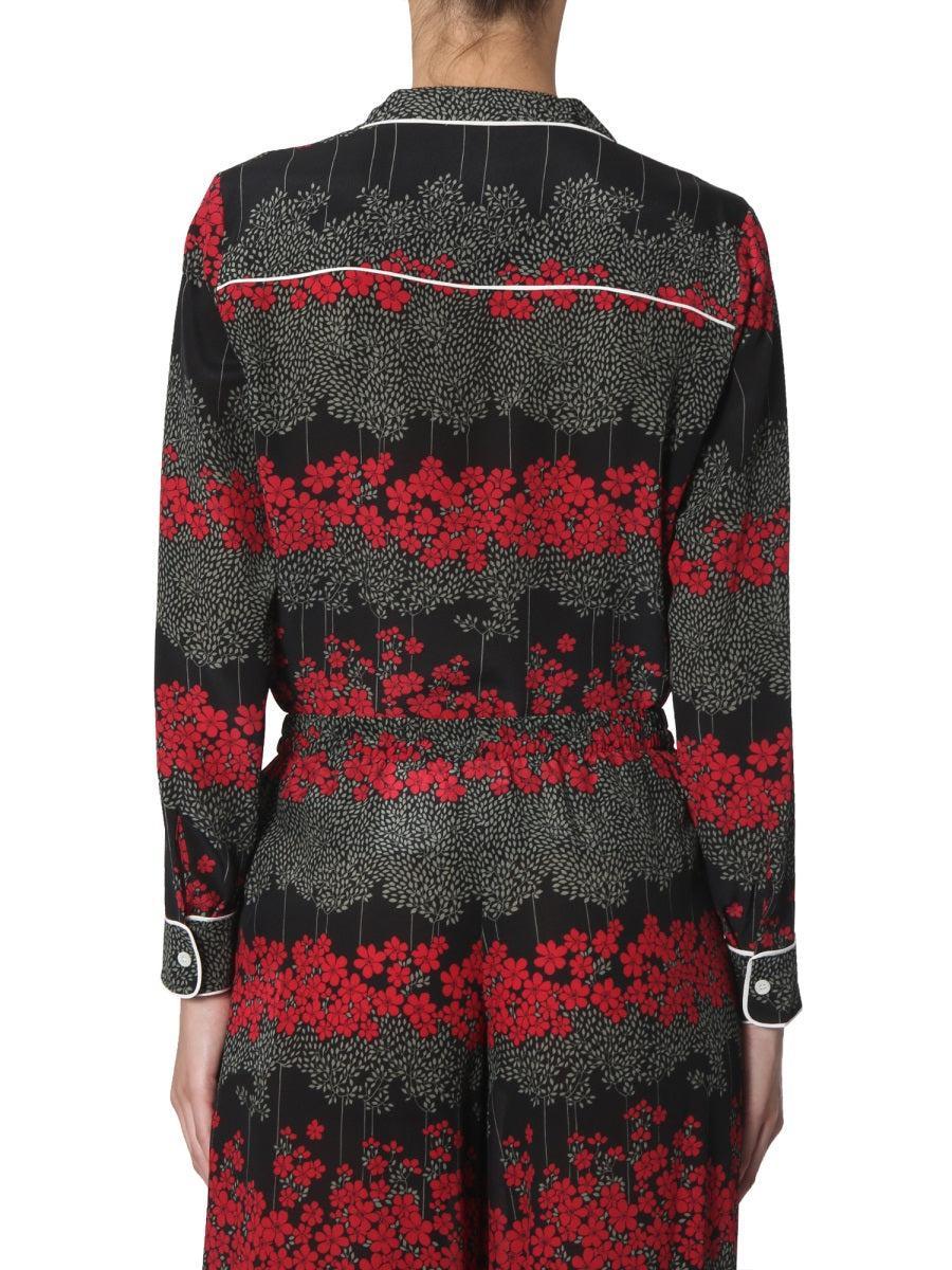 RED VALENTINO Dreamy Peony Print Classic Collar Shirt