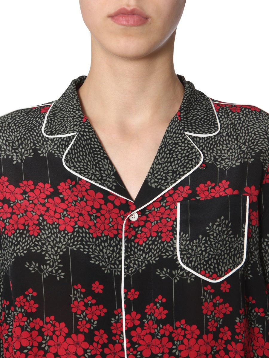 RED VALENTINO Dreamy Peony Print Classic Collar Shirt