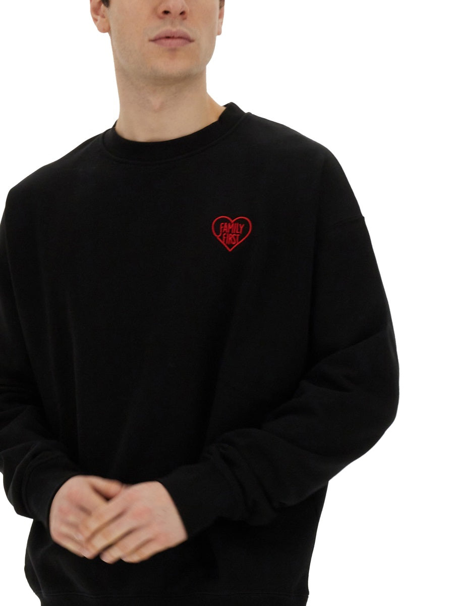 Oversized Family First Sweatshirt with Heart - Size L