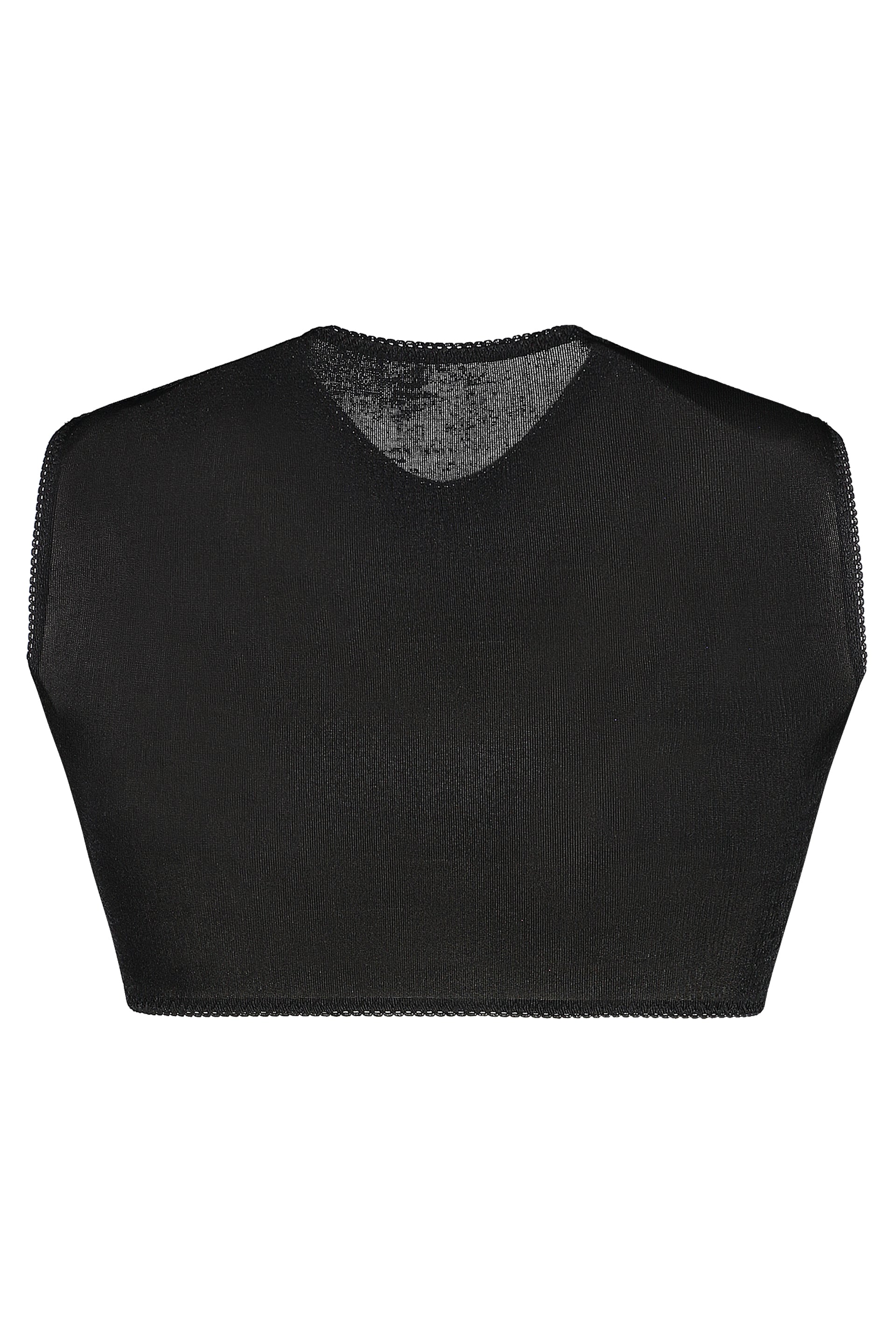 ANNA OCTOBER Technical Fabric Crop Top with Lace Trim and Front Knot