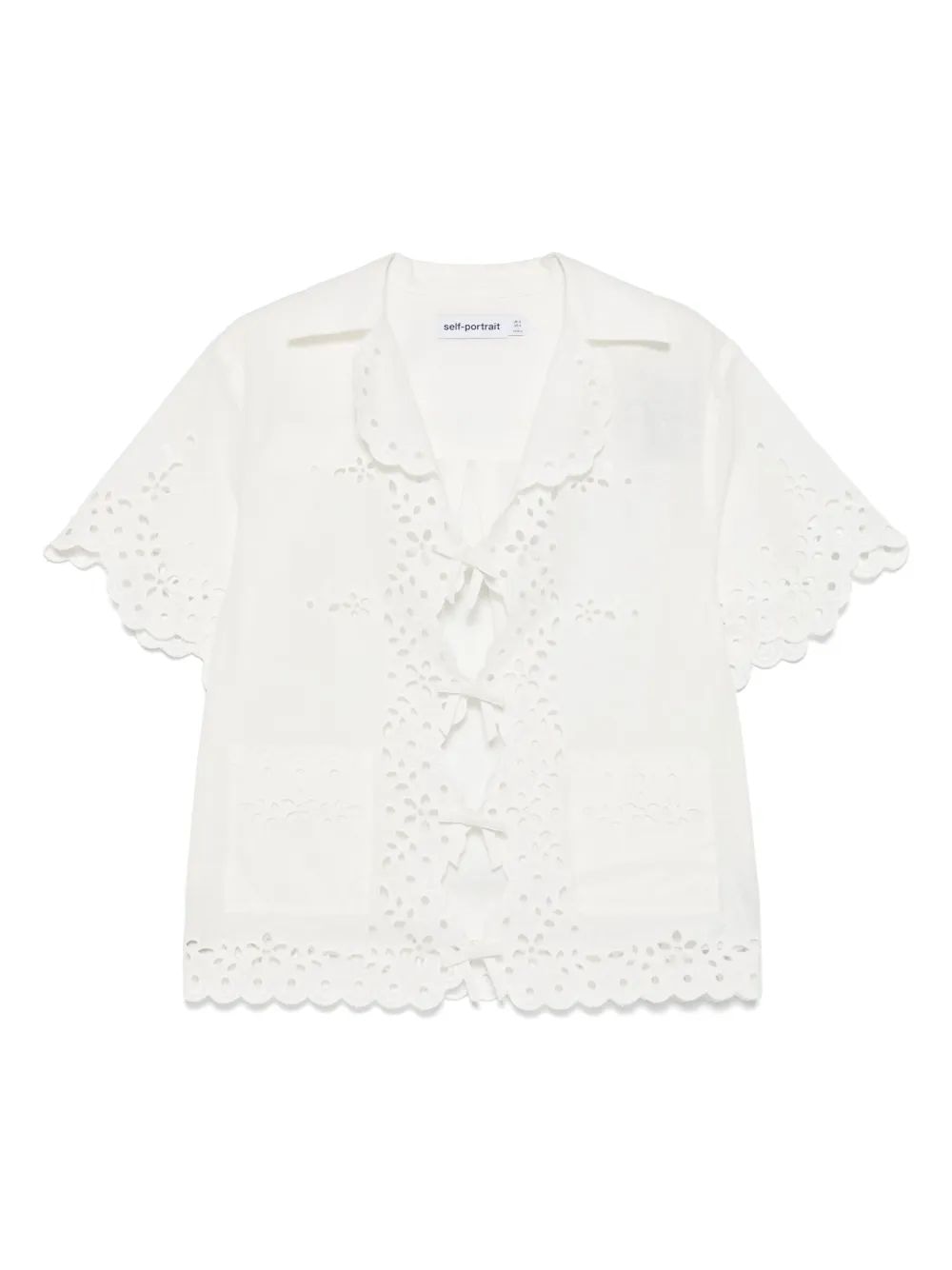 SELF-PORTRAIT Embroidered Women's Linen Blend Shirt