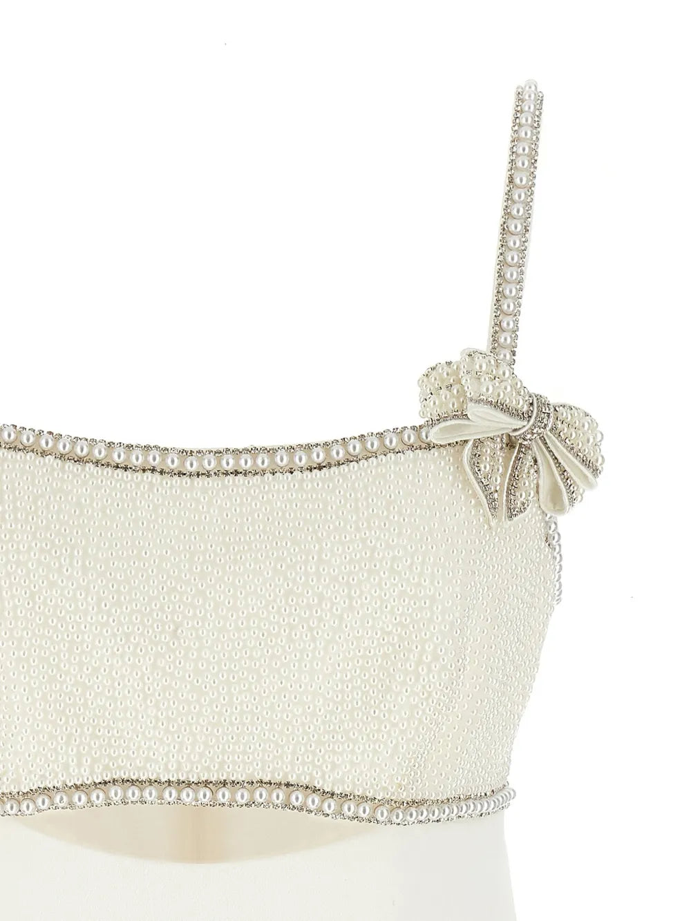 SELF-PORTRAIT Pearl Bow Mini Dress - Size 6