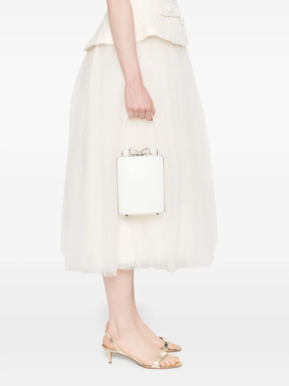 SELF-PORTRAIT Leather Bucket Handbag with Bow Detail