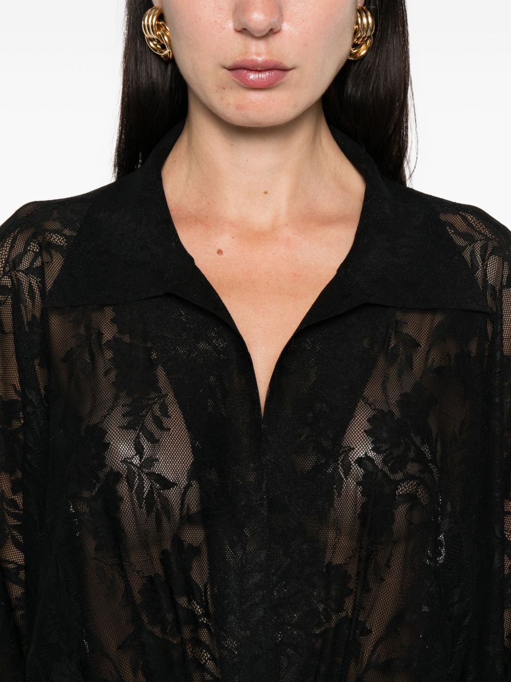 NORMA KAMALI Oversized Floral Lace Bodysuit