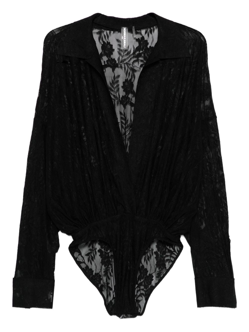 NORMA KAMALI Oversized Floral Lace Bodysuit
