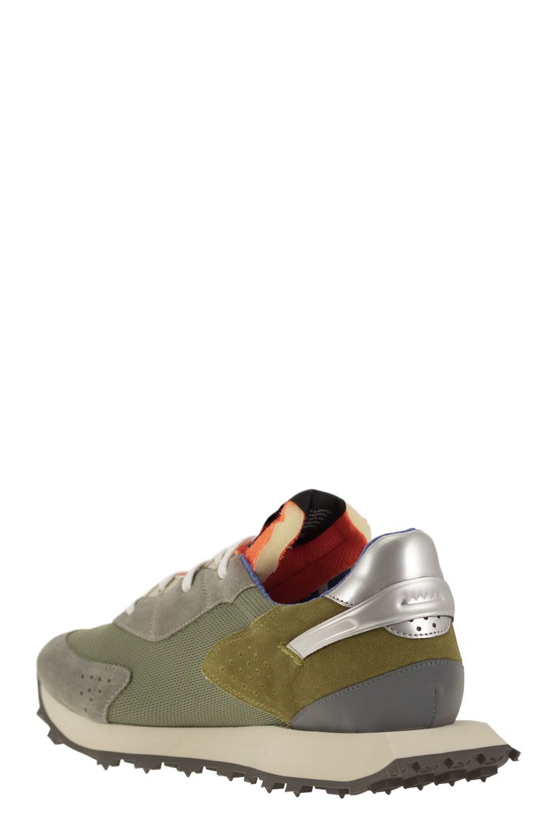 RUN OF Sneaker with Suede and Nylon Upper - Height: 4 cm