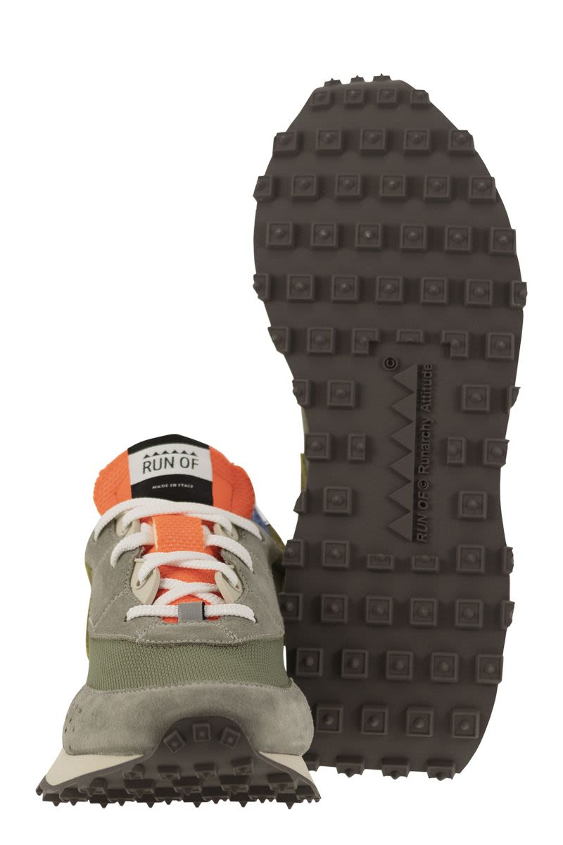 RUN OF Sneaker with Suede and Nylon Upper - Height: 4 cm