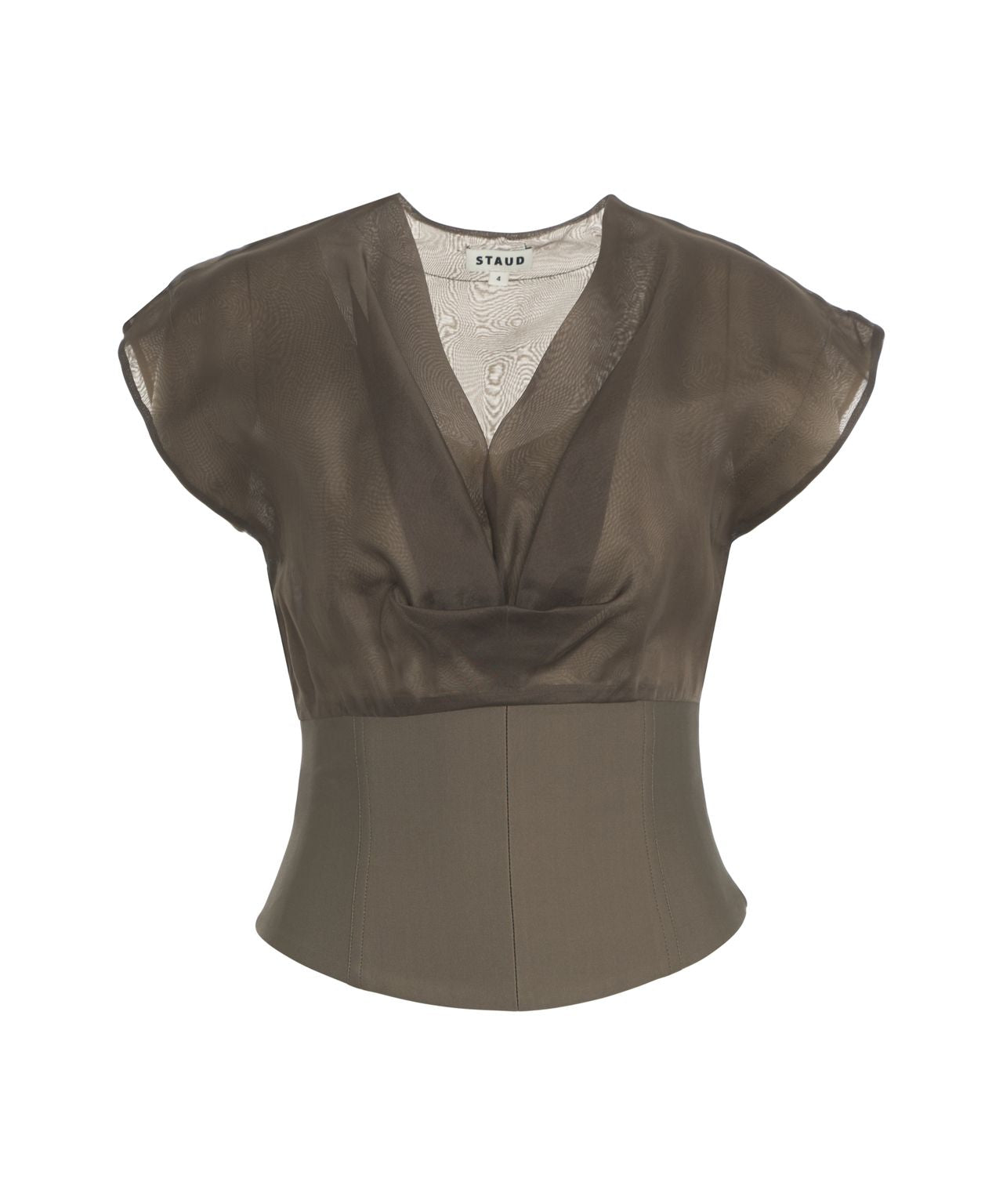 STAUD Draped V-Neck Top