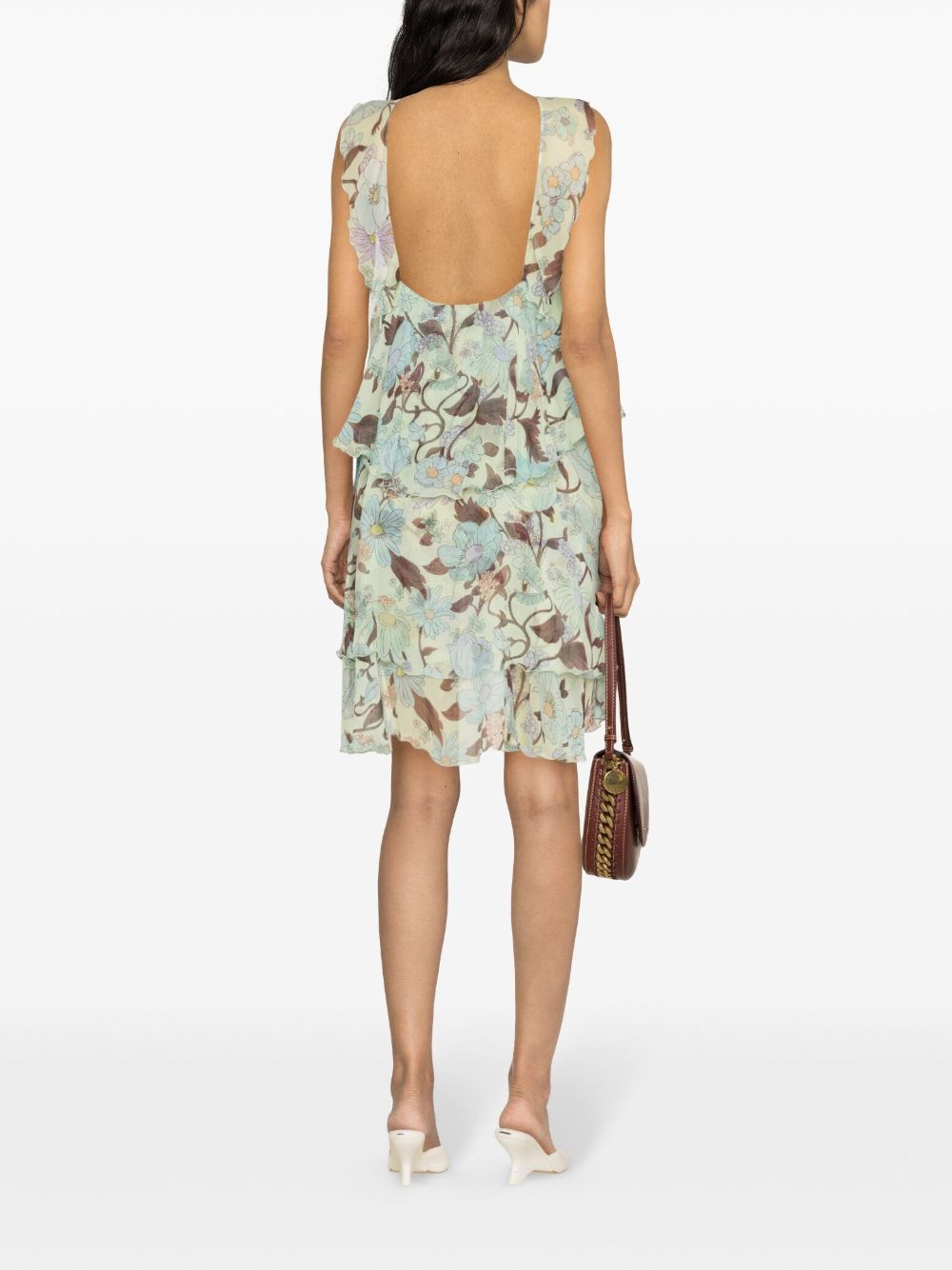STELLA MCCARTNEY Floral Mini Dress with Ruffled Layers