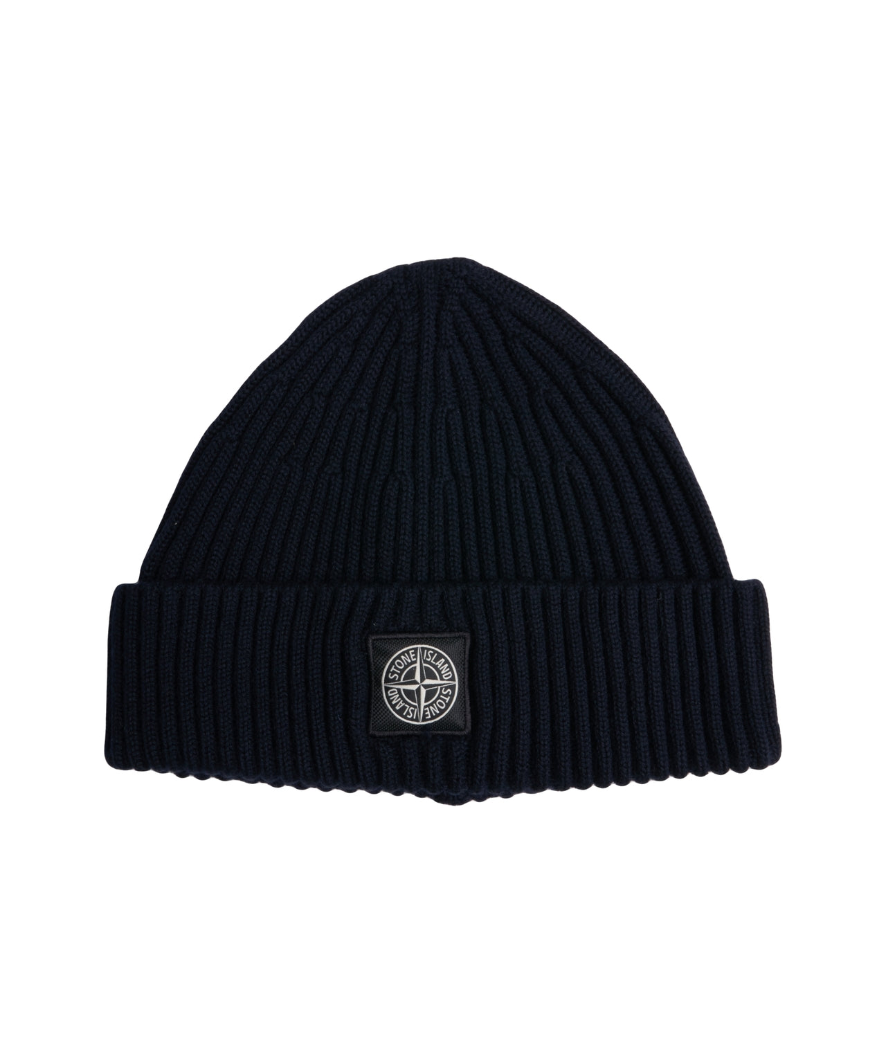 STONE ISLAND Ribbed Knit Hat with Logo Detail