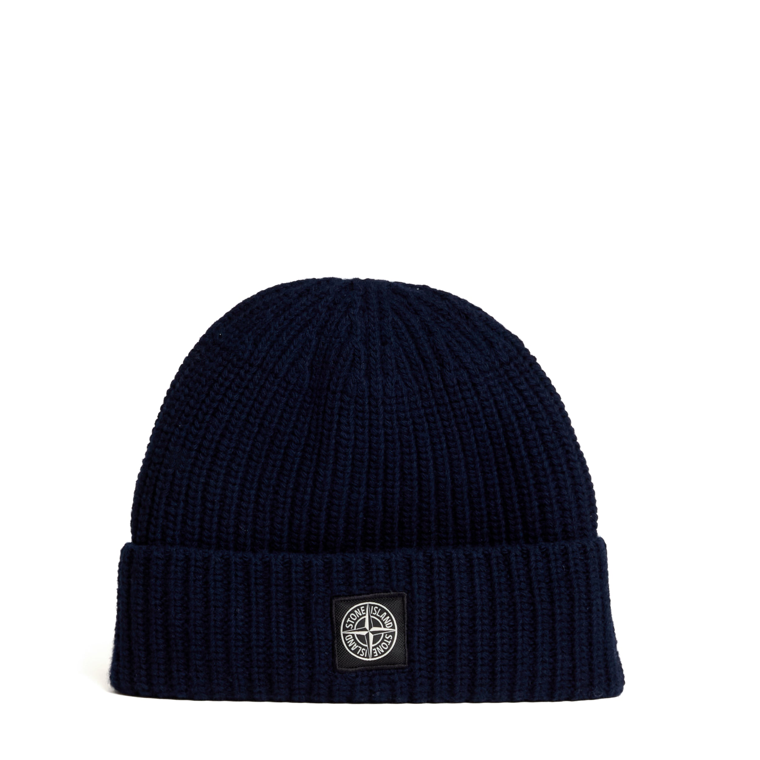 STONE ISLAND Men's 100% Wool Ribbed Beanie Hat