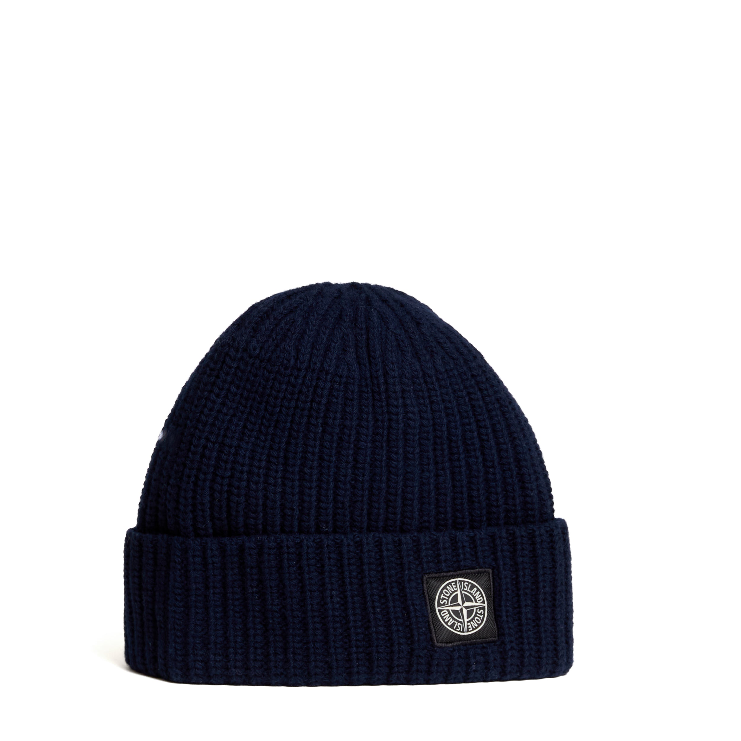 STONE ISLAND Men's 100% Wool Ribbed Beanie Hat