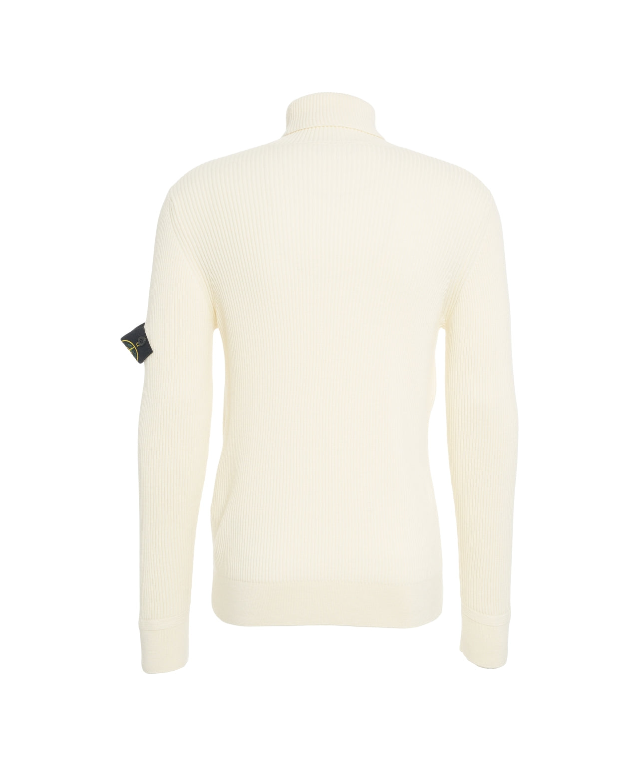 STONE ISLAND Ribbed Turtleneck Sweater with Logo Patch for Men