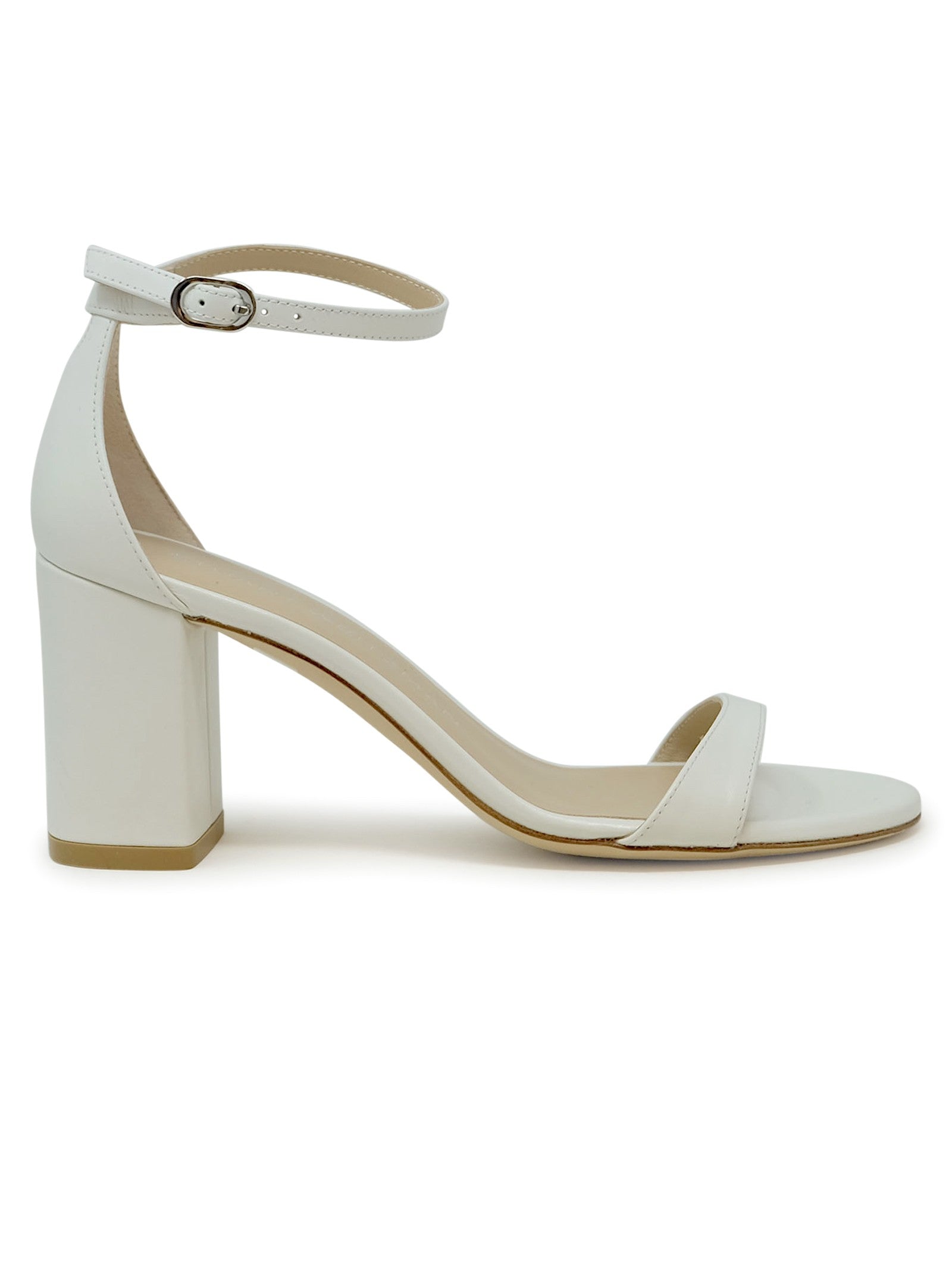 STUART WEITZMAN Elegant Leather Nudist 75 Block Sandals for Women