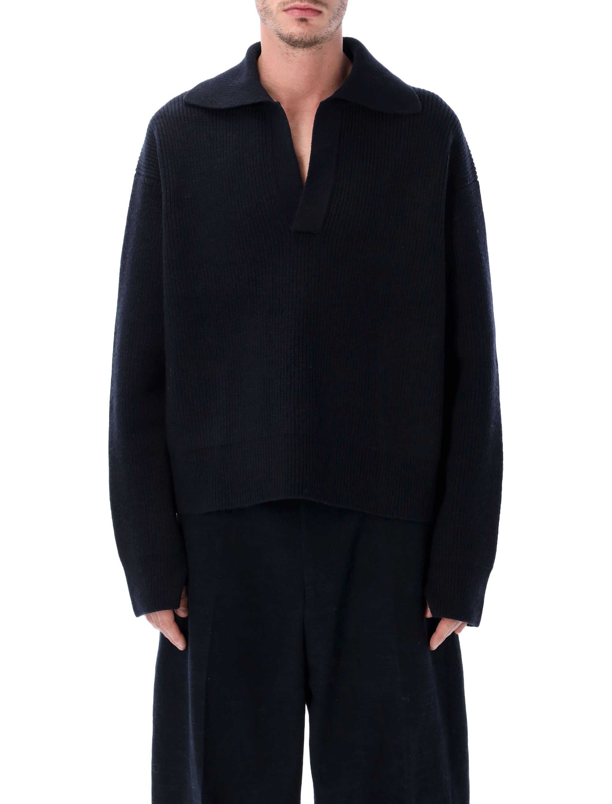 STUDIO NICHOLSON Nash RWS Merino Wool Polo Knit