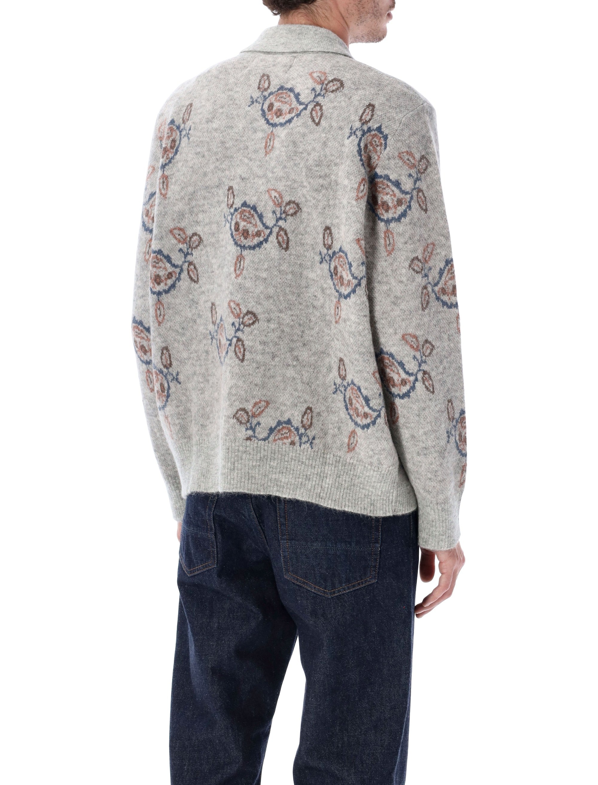 CORRIDOR Maya Patterned Alpaca-Blend Polo Sweater - Size L