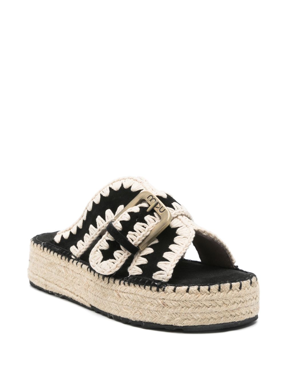 MOU Braided Raffia Platform Sandals with Multi-Way Straps - 40mm Wedge