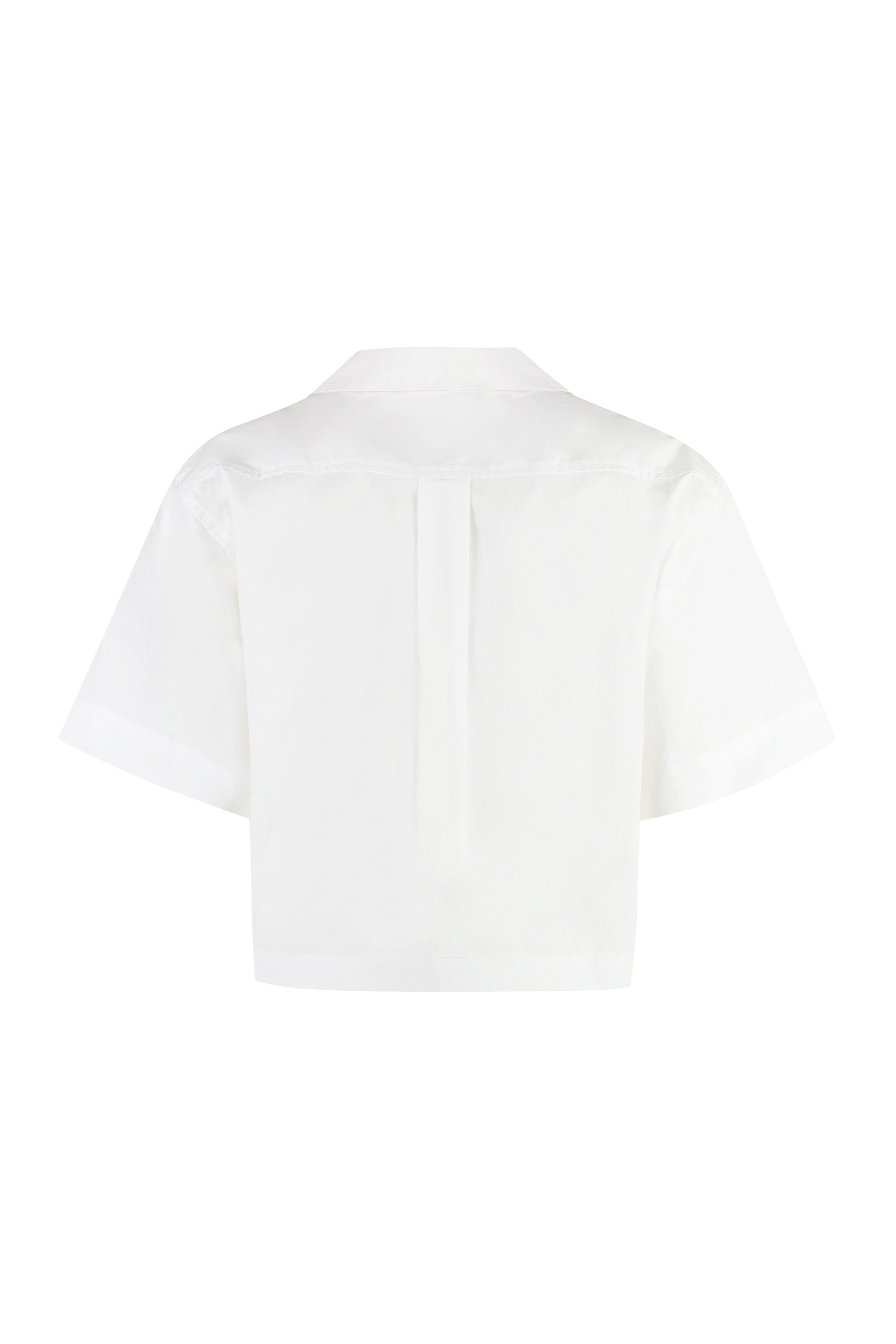 EQUIPMENT Cropped Short Sleeve Cotton Shirt with Asymmetric Hem