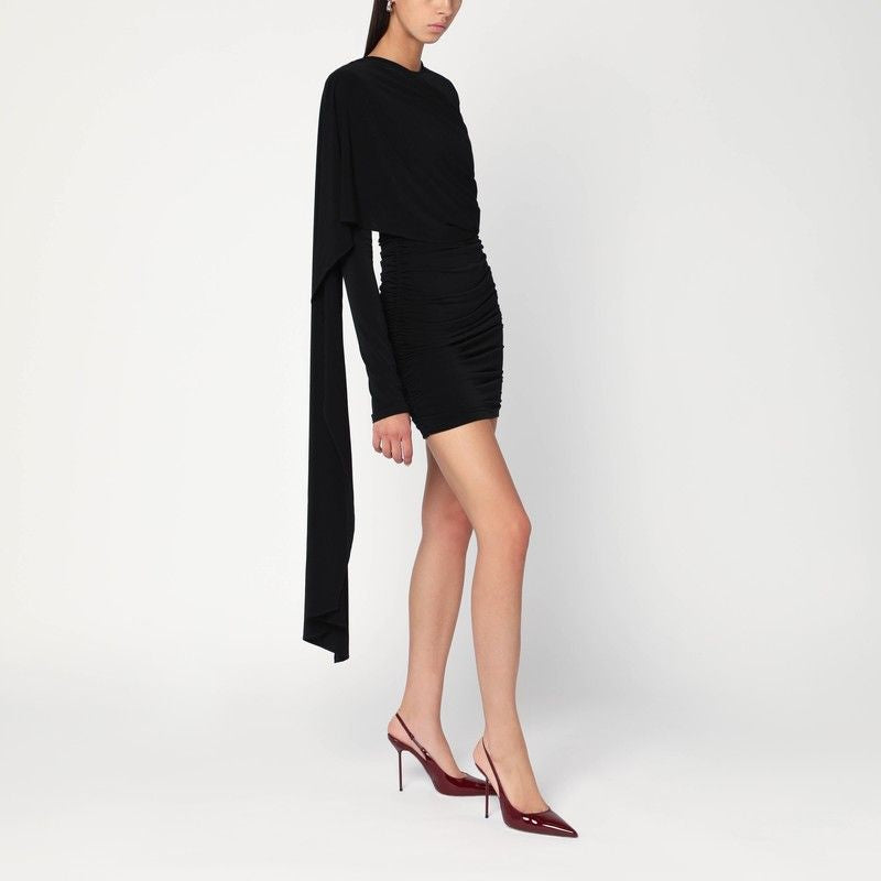 THE ANDAMANE Fitted Mini Dress with Long Cape for Women