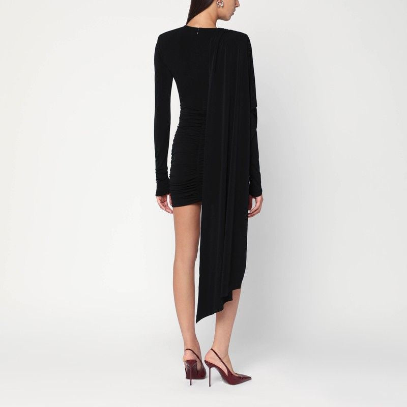 THE ANDAMANE Fitted Mini Dress with Long Cape for Women