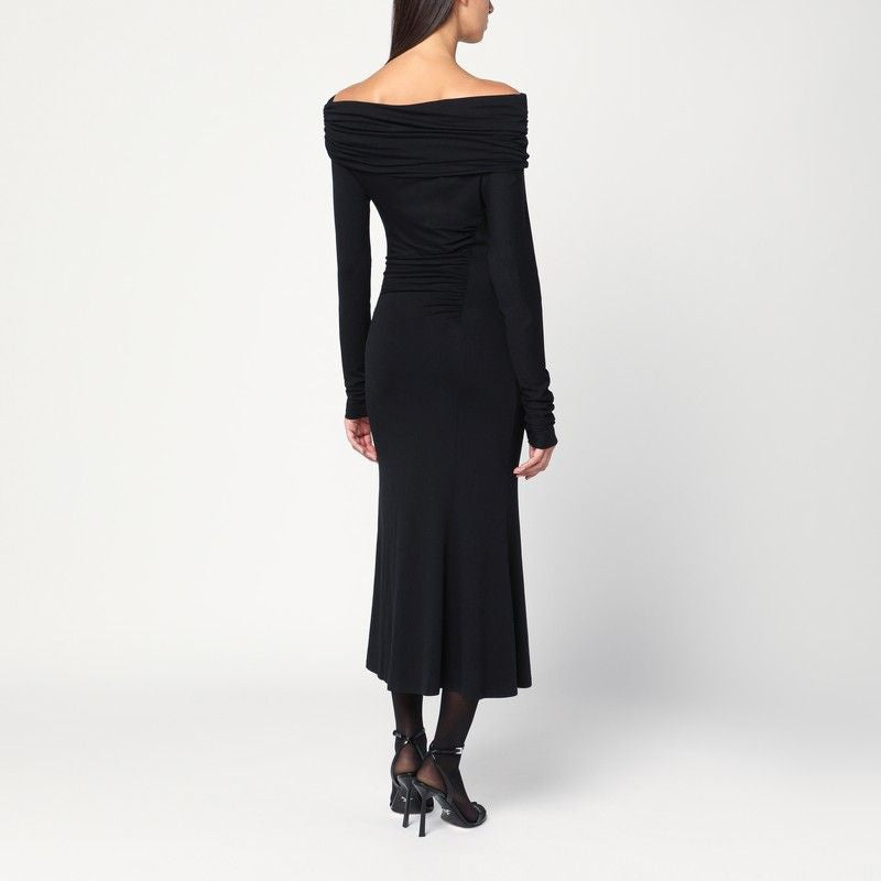 THE ANDAMANE Off-the-Shoulder Fitted Midi Dress