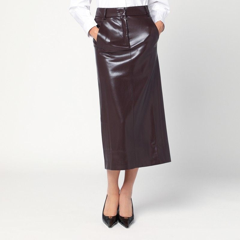 THE ANDAMANE Faux Leather Midi Skirt