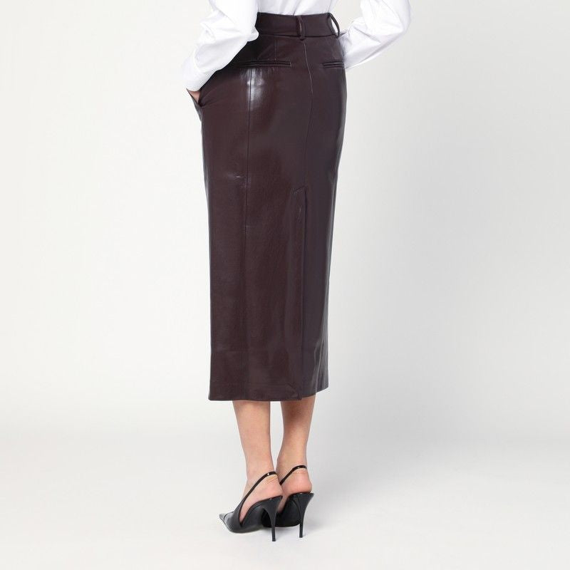 THE ANDAMANE Faux Leather Midi Skirt