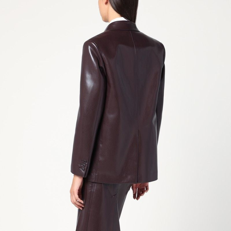THE ANDAMANE Faux Leather Single-Breasted Jacket for Women