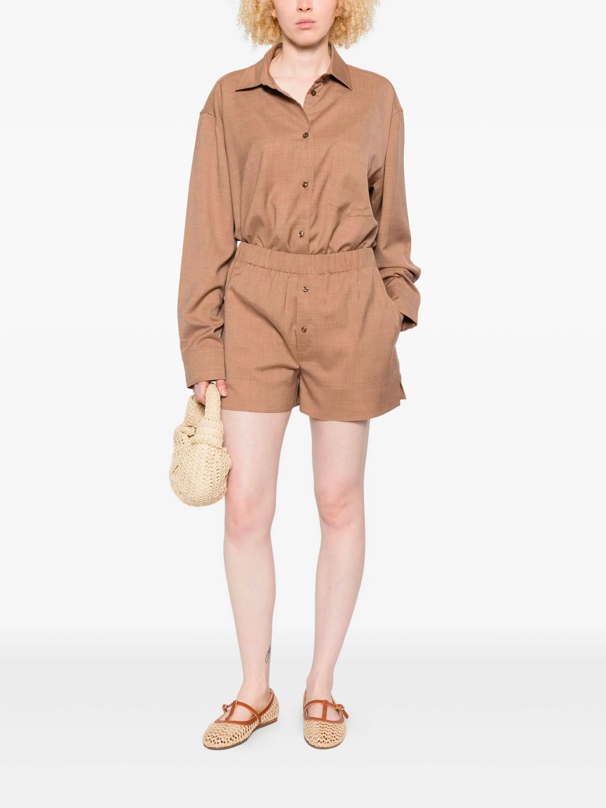 THE ANDAMANE Georgiana Oversized Button-Up Shirt and Boyfriend Boxer Short Set (S)