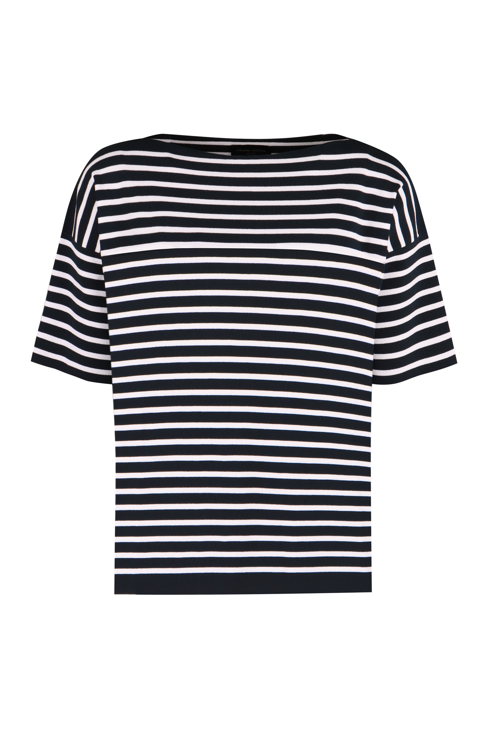 ROBERTO COLLINA Knit T-Shirt with Striped Motif for Women