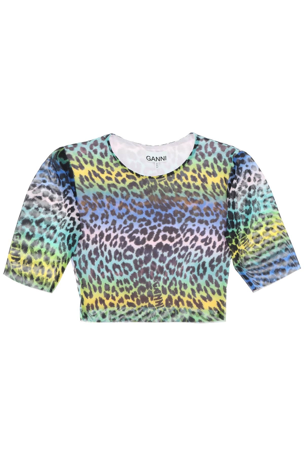 GANNI Round Shoulder Animal Print Top