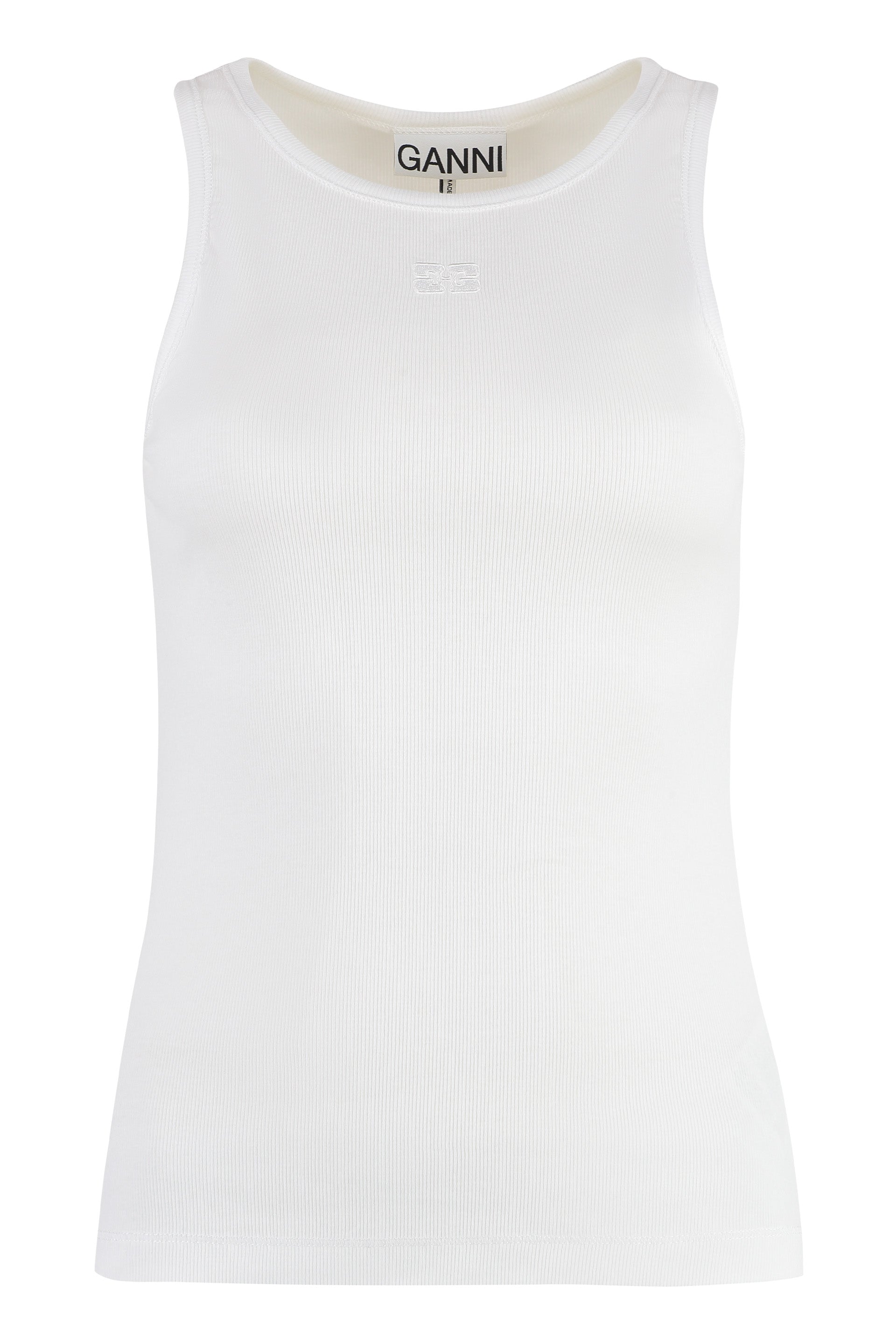 GANNI Ribbed Cotton Tank Top