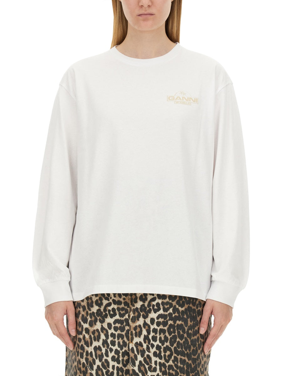 GANNI Oversized Logo T-Shirt - Size S