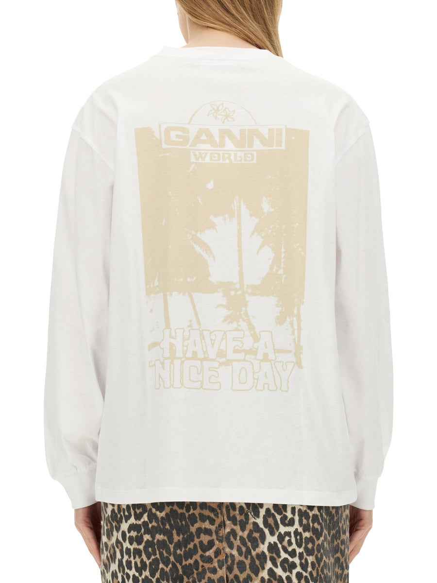 GANNI Oversized Logo T-Shirt - Size S