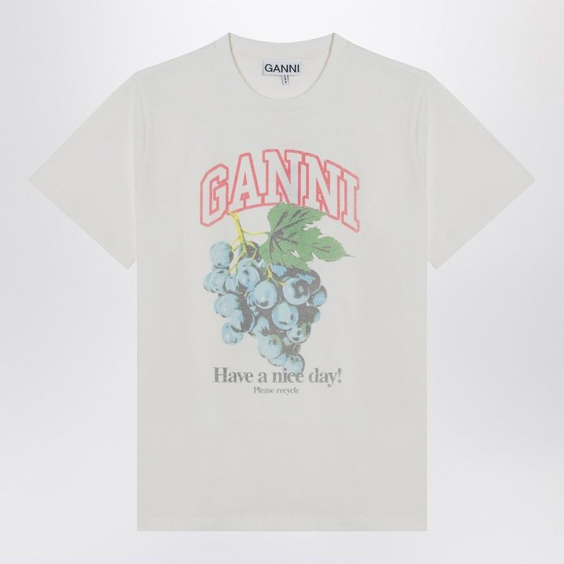 GANNI Relaxed Fit T-Shirt with Grape Print