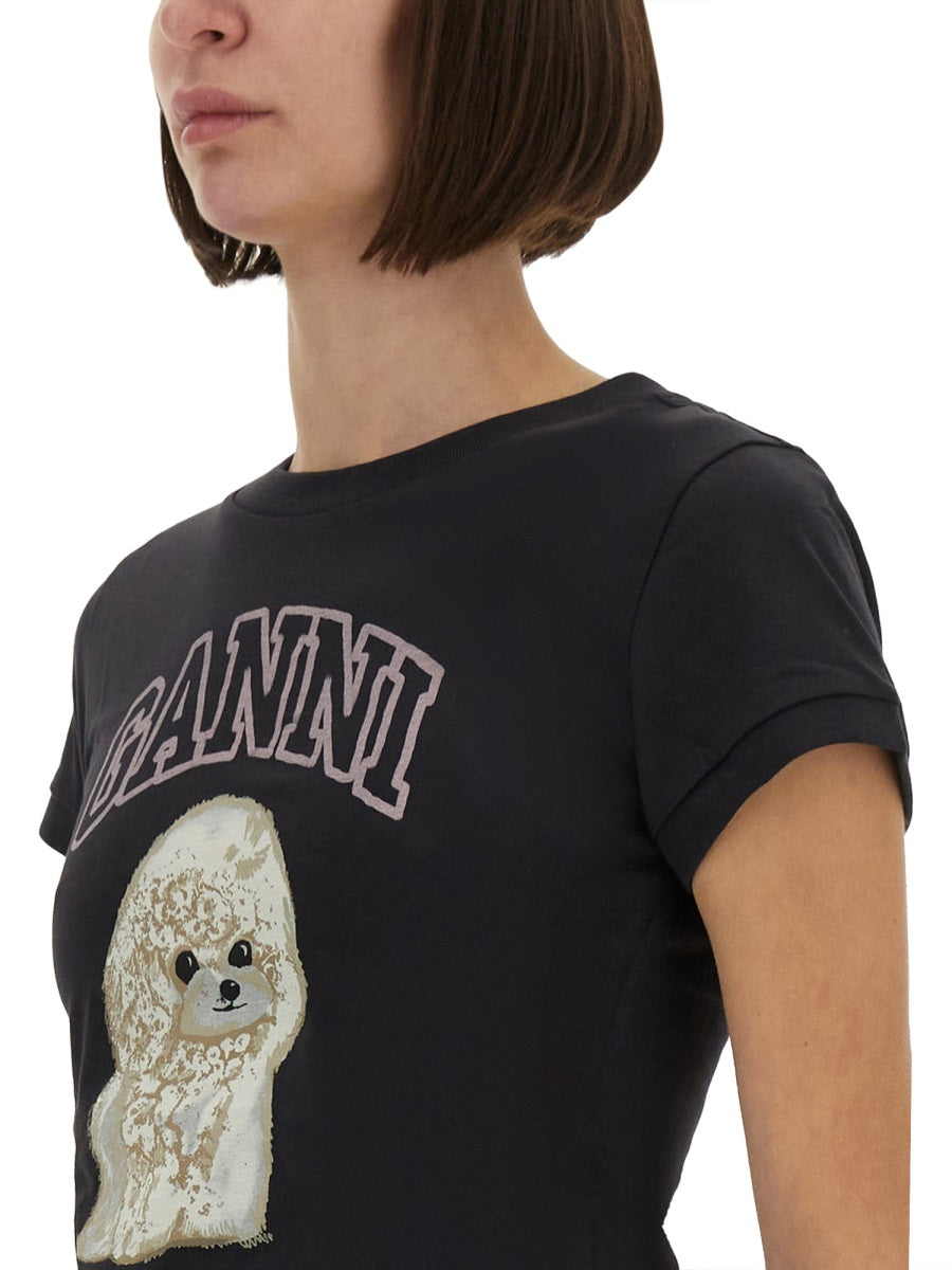 GANNI Short Sleeve Poodle Graphic T-Shirt