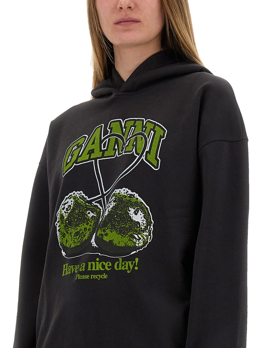 GANNI Cherries Organic Cotton Hoodie for Women