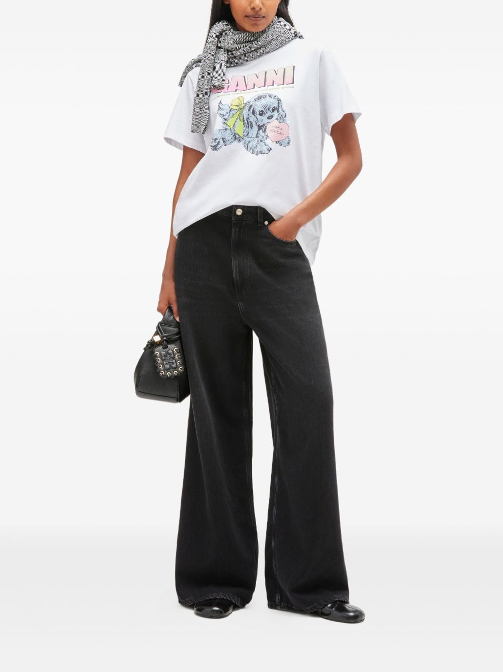 GANNI Neon Puppy Organic Cotton T-Shirt