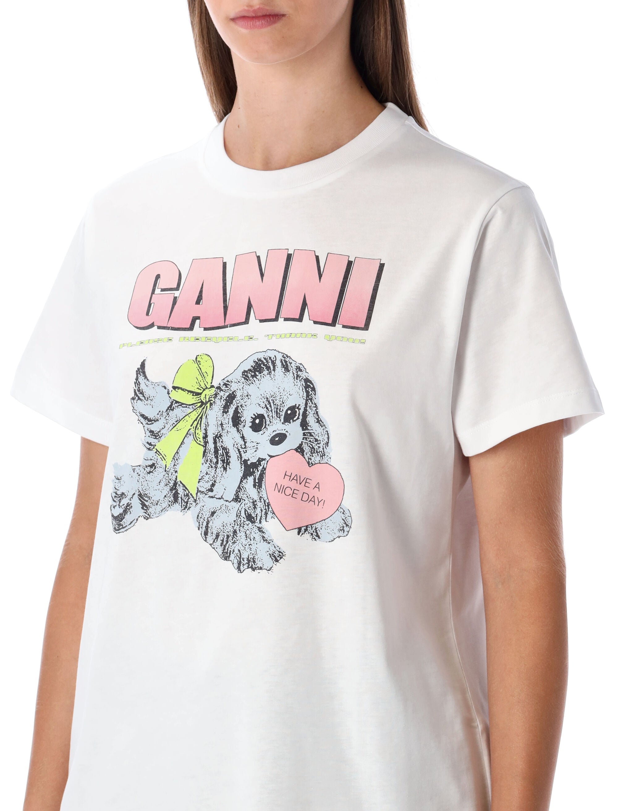 GANNI Puppy Graphic Relaxed Fit T-Shirt