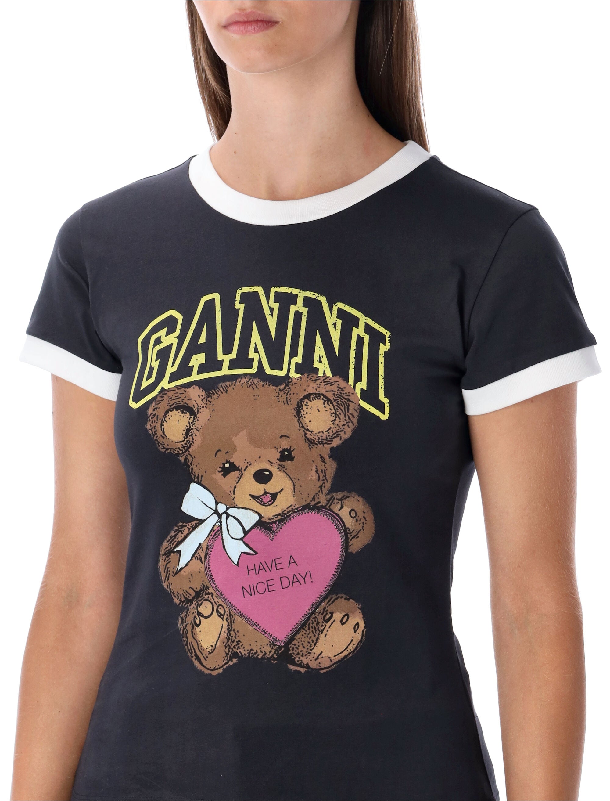 GANNI Cropped Teddy T-Shirt for Women